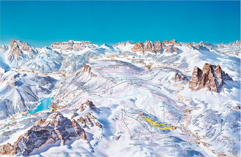 Smučarsko področje Civetta, del Dolomiti ski passa