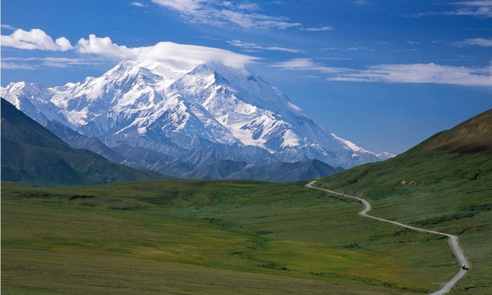 Nacionalni park Denali in Mt McKinley oz gora Denali v ozadju